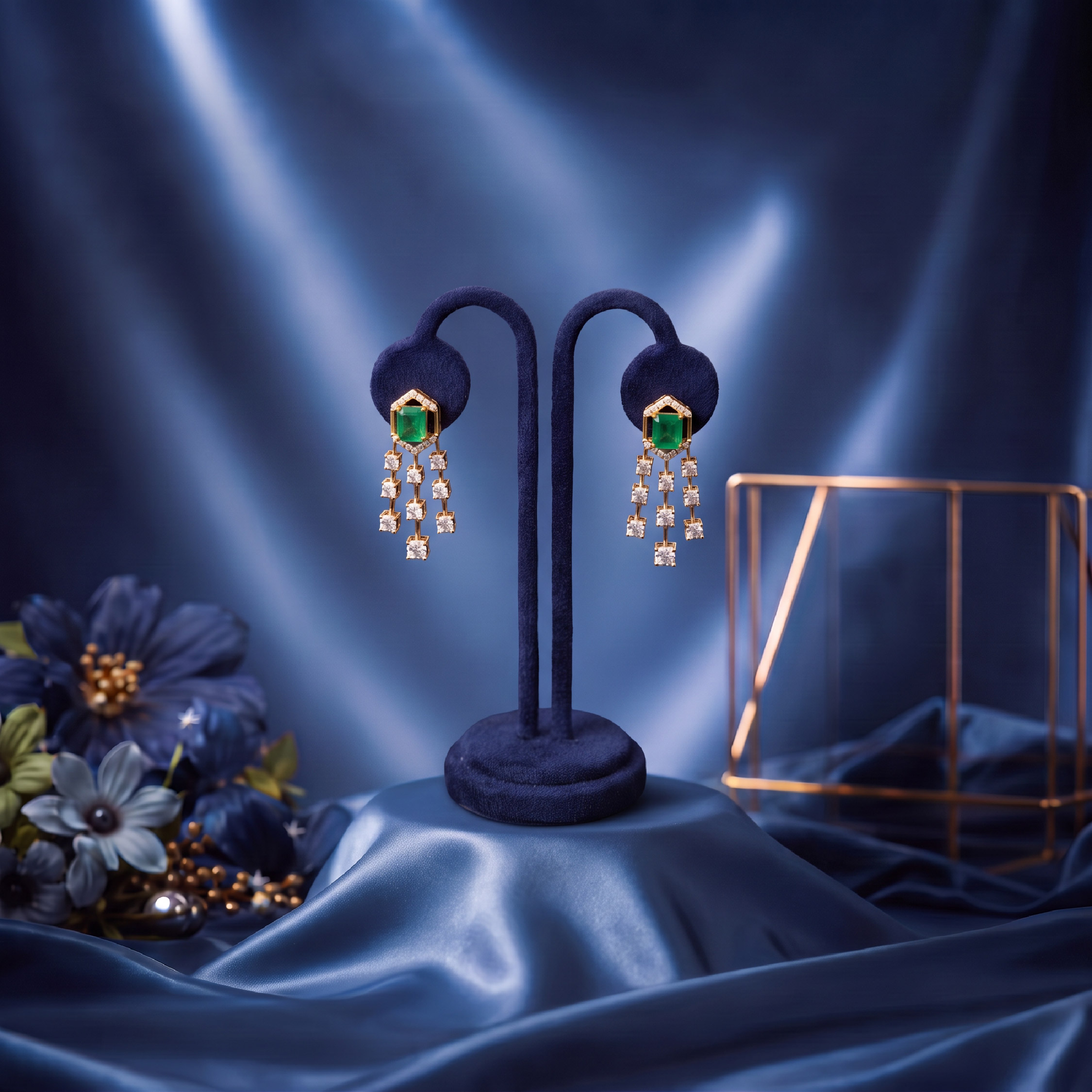 Emerald Drop Gold Jhumkas