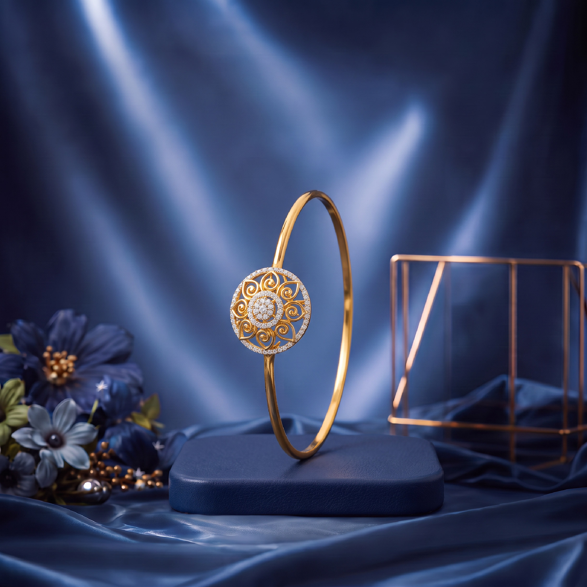Stone-Set Gold Bangle