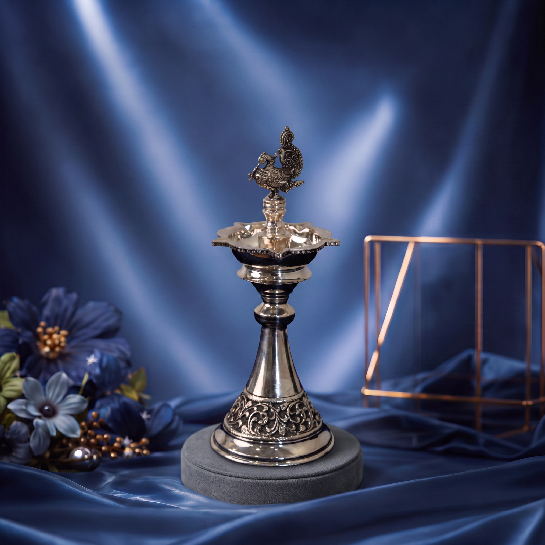 Silver Peacock Standing Lamp