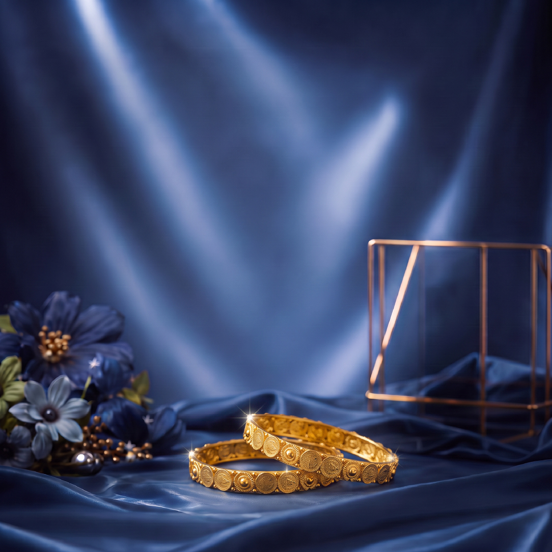 Textured Gold Bangles Pair