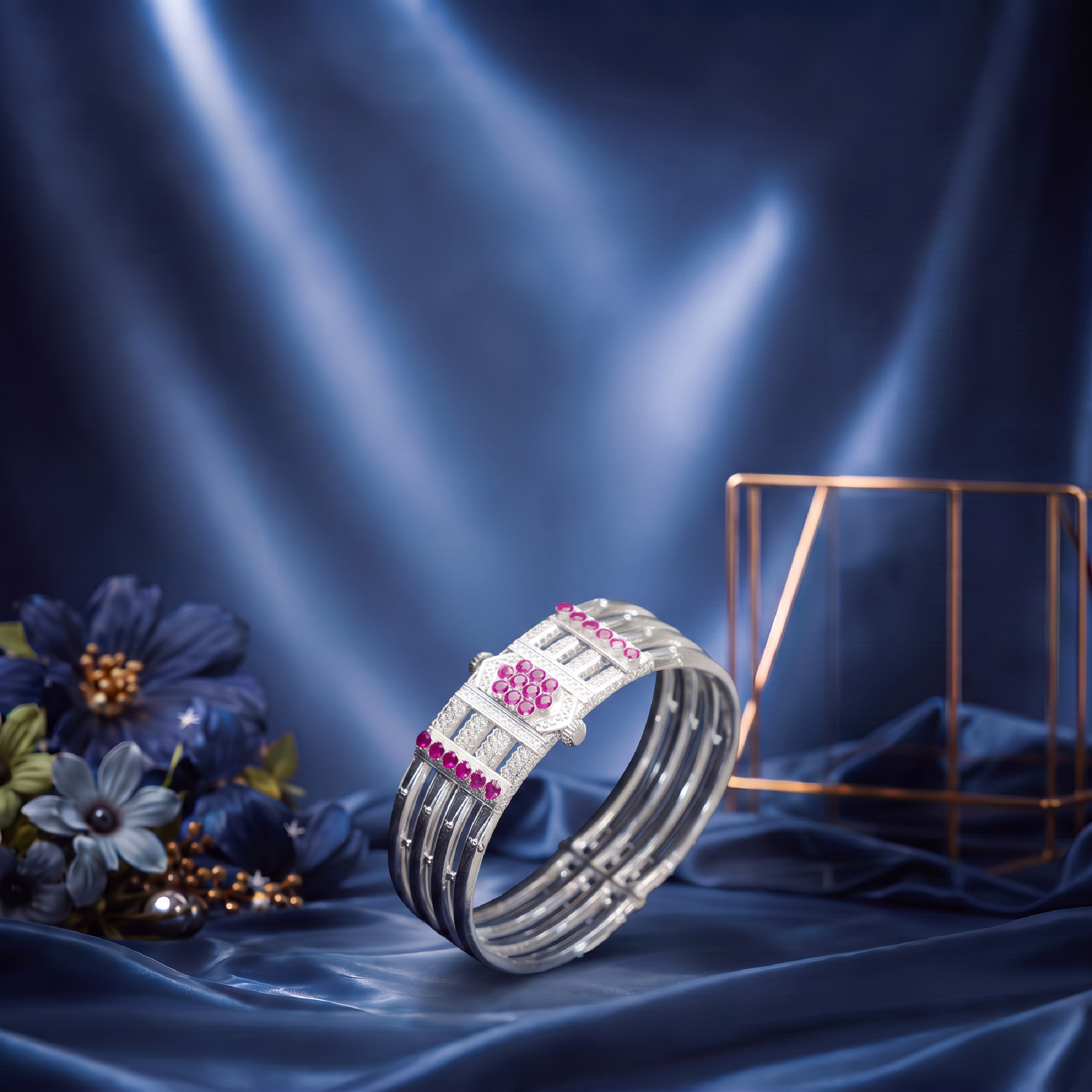 Pink Stone Diamond Bangles